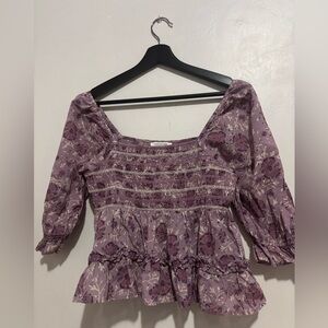 American Eagle Purple Smocked Top